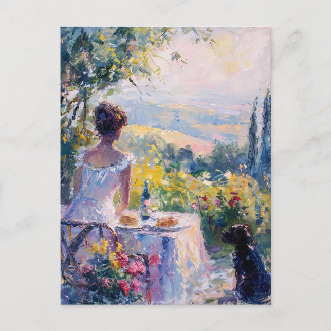Carte Postale Femme impressionniste ayant un pique-nique (Devant)