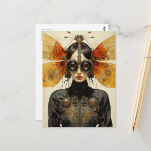 Carte Postale Femme insecte Steampunk science-fiction