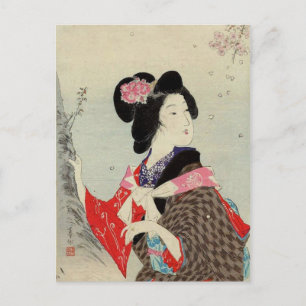 Carte Postale Femme japonaise Lady Suzuki Kason Sakura Art japon
