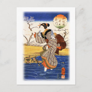 Carte Postale Femme japonaise par Utagawa Kuniyoshi 歌 川 国 芳