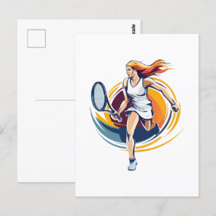 Carte Postale femme jouant au tennis