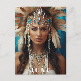 Carte Postale *~ FEMME JUIN ANNIVERSAIRE PERLES AP53 Boho
