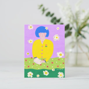 Carte Postale Femme lisant dans le jardin