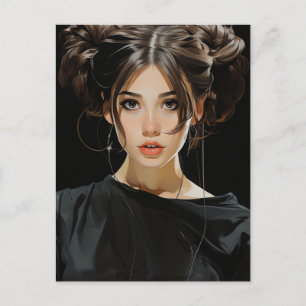 Carte Postale Femme Magnifique en Noir
