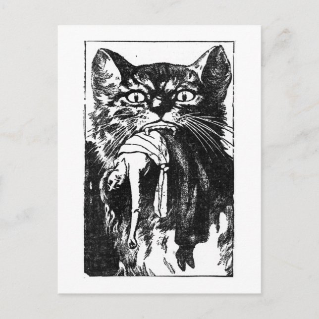 Carte Postale Femme Mangeant Chat (Devant)