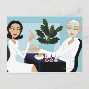 Carte Postale Femme manucure et visage au spa