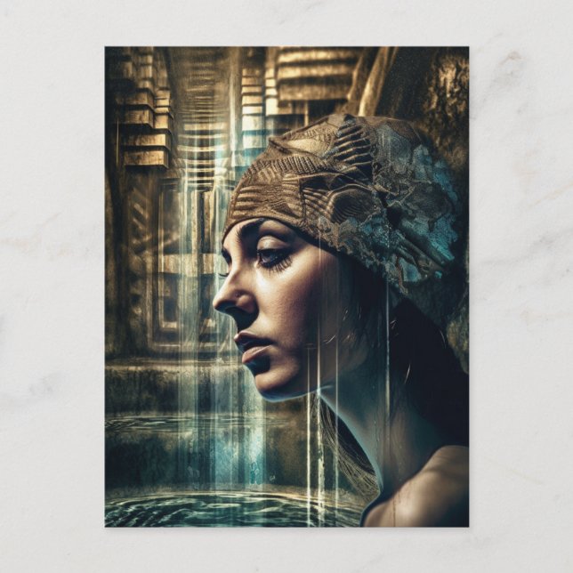 Carte Postale Femme Nageant À La Cascade (Devant)