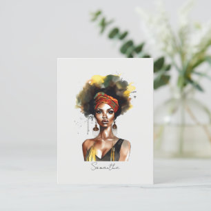 Carte Postale Femme noire portant un foulard ethnique