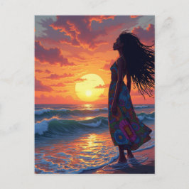 Carte Postale Femme noire sur la plage