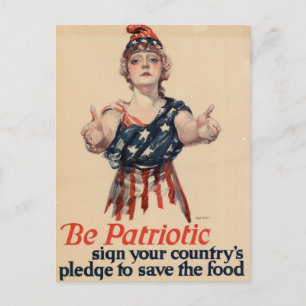 Carte Postale Femme patriotique vintage