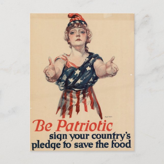 Carte Postale Femme patriotique vintage (Devant)