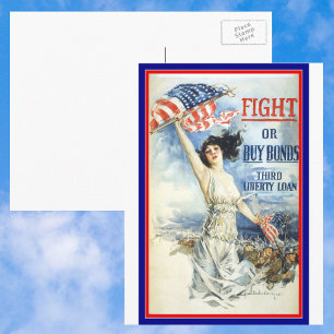 Carte Postale Femme patriotique vintage avec affiche d'art du dr
