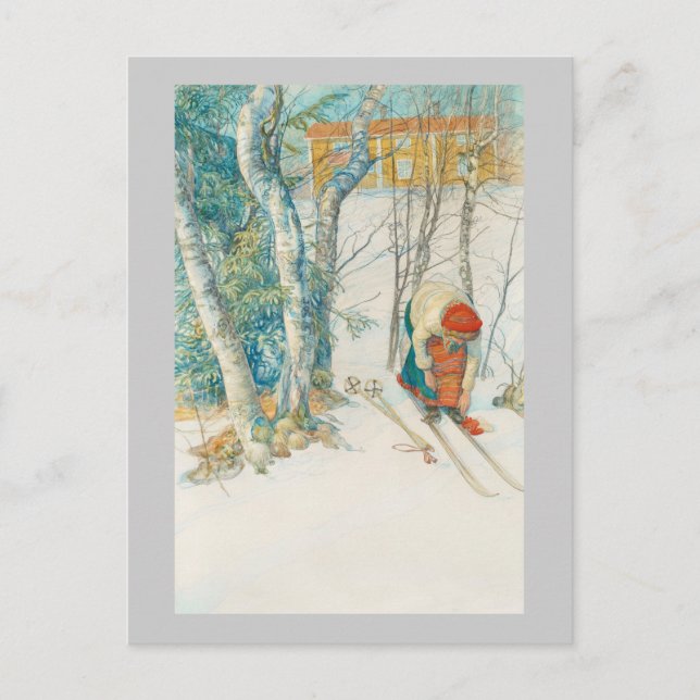 Carte Postale Femme Putting on Skis - Skidloperskan (Devant)