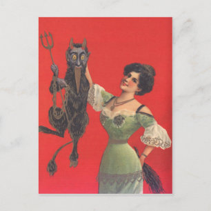 Carte Postale Femme qui regarde Krampus