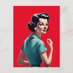 CARTE POSTALE FEMME RETRO 1950