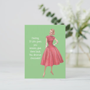 Carte Postale Femme rétro sarcastique - Si la vie vous donne des