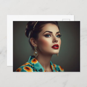 Carte Postale femme rétro vintage