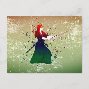 Carte Postale Femme Samurai guerrière avec épée