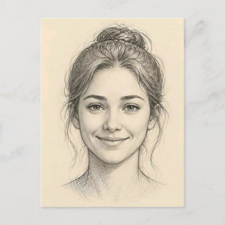 Carte Postale Femme souriante Élégante Anniversaire & Merci