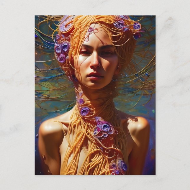Carte Postale Femme Spaghetti (Devant)