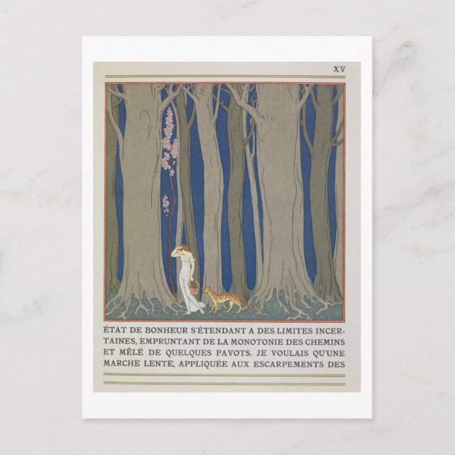 Carte Postale Femme suivie d'un léopard, illustration de 'Le (Devant)