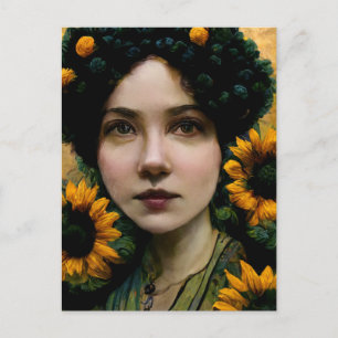 Carte postale Femme Sunflowers