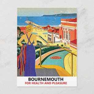 Carte Postale Femme sur la côte de Bournemouth, Angleterre, vint