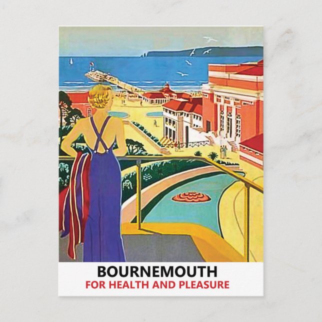 Carte Postale Femme sur la côte de Bournemouth, Angleterre, vint (Devant)
