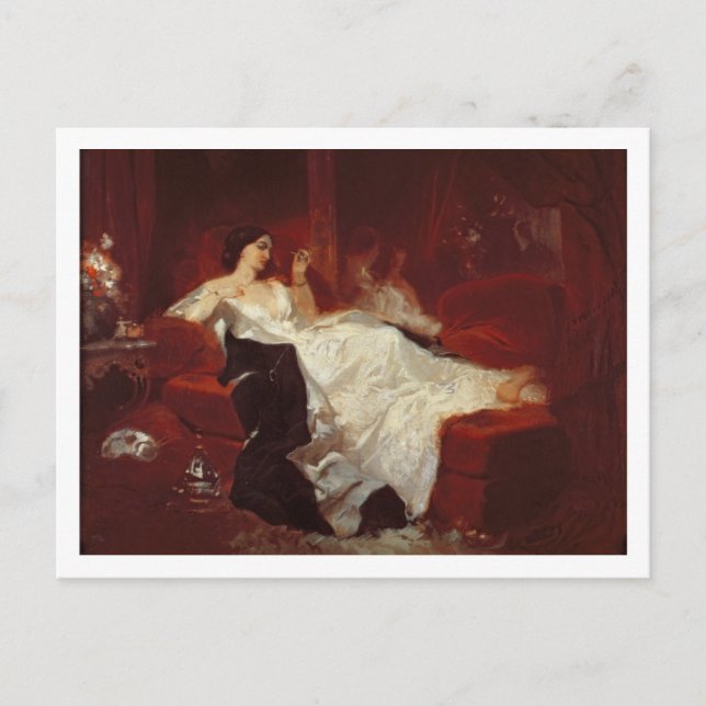 Carte Postale Femme sur un canapé rouge (Devant)