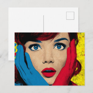 Carte Postale Femme surprise dans l'art pop