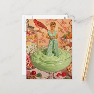 Carte Postale Femme surréaliste et friandises