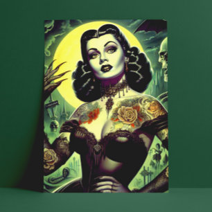 Carte Postale Femme Tattoo Goth