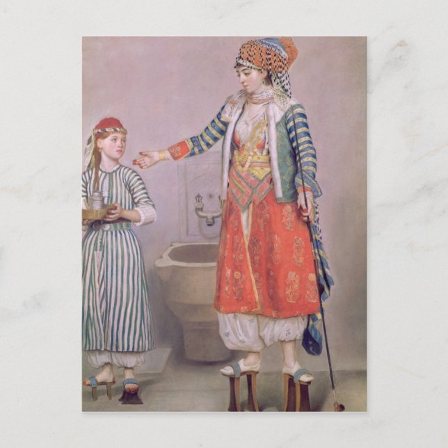 Carte Postale Femme turque avec son serviteur (Devant)