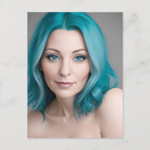 Carte Postale Femme turquoise Haired à l'âge de 30 ans