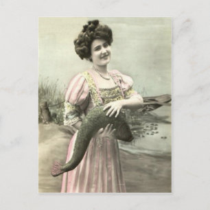 Carte Postale Femme victorienne de l'étang Poisson d'avril