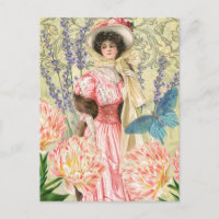 Femme victorienne florale rose Régence