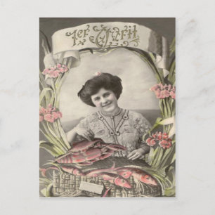 Carte Postale Femme victorienne Poisson d'avril