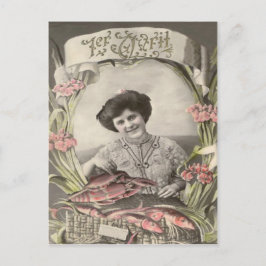 Carte Postale Femme victorienne Poisson d'avril Fool's