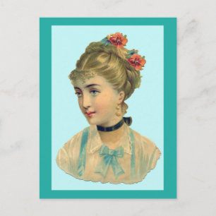 Carte Postale Femme victorienne Turquoise