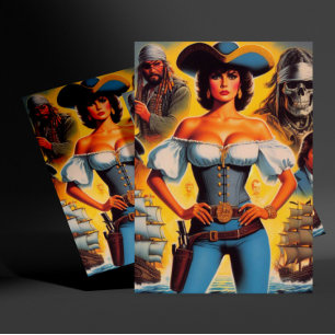 Carte Postale Femme vintage Pirate