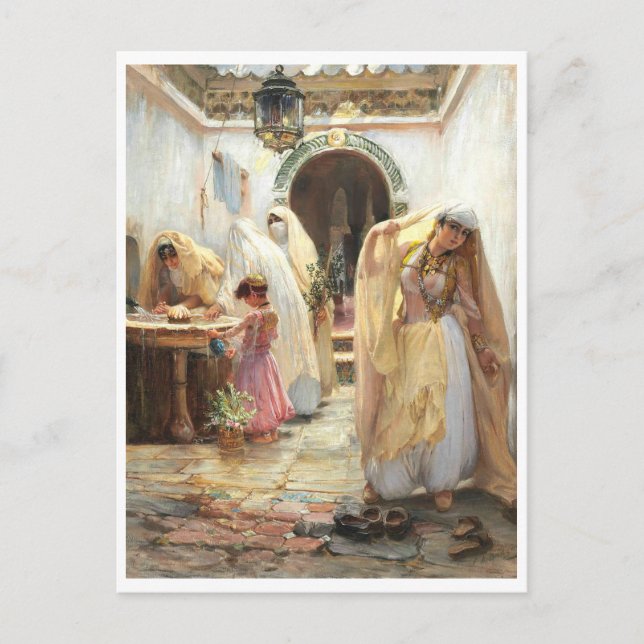 Carte Postale Femmes à la fontaine par Arthur Bridgman (Devant)