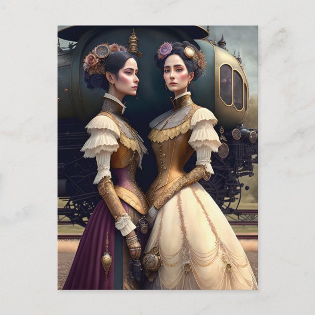 Carte Postale Femmes à la gare de Steampunk de Victoria (Devant)