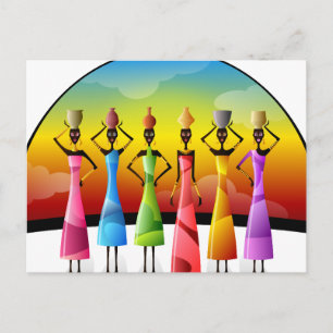 Carte Postale Femmes africaines avec poterie sur la tête