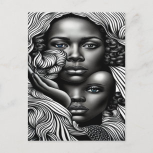 Carte Postale Femmes afro-américaines Abstraites noires et blanc