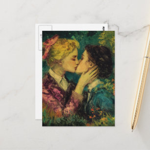 Carte Postale Femmes amoureuses s'embrassant peinture à l'huile