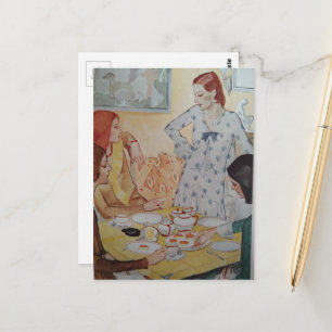 Carte Postale Femmes avec un mets au fromage en 1930 