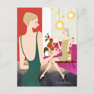 Carte Postale Femmes Boire du vin
