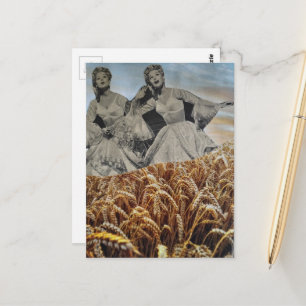 Carte Postale Femmes chantantes ridicules dans un collage de cha