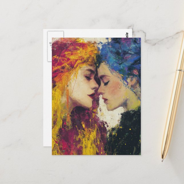 Carte Postale Femmes colorées en amour (Devant/Arrière en situation)