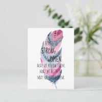 Femmes fortes Aquarelle Rose Gris Boho Plume